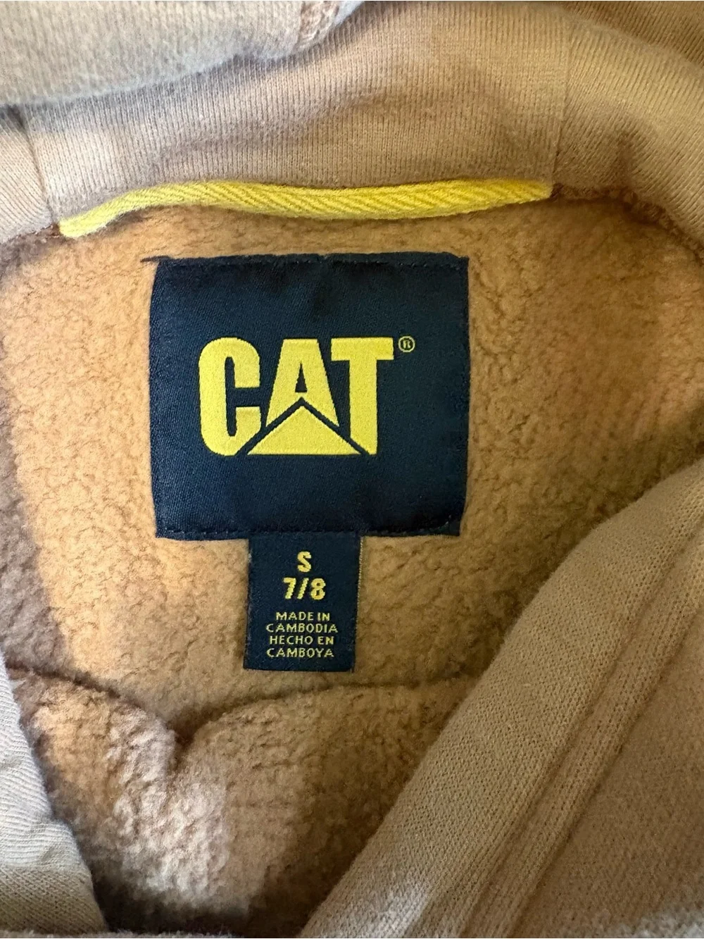 Caterpillar Tan Hoodie with Black Logo - Picture 3 of 3